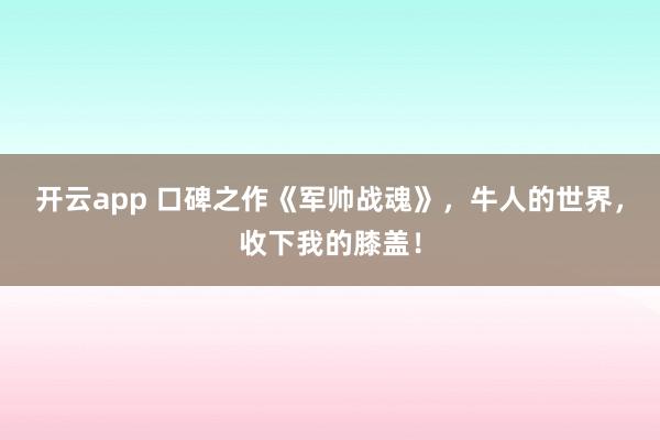 开云app 口碑之作《军帅战魂》,牛人的世界,收下我的膝盖!