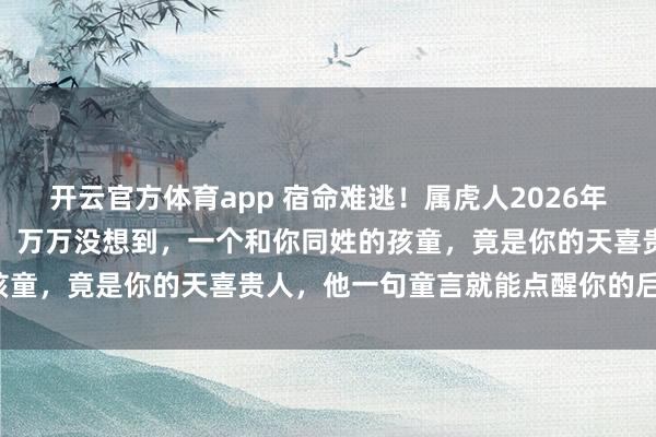 开云官方体育app 宿命难逃！属虎人2026年注定要经历一场分离之苦，万万没想到，一个和你同姓的孩童，竟是你的天喜贵人，他一句童言就能点醒你的后半生！