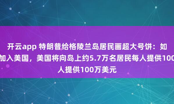 开云app 特朗普给格陵兰岛居民画超大号饼：如果同意加入美国，美国将向岛上约5.7万名居民每人提供100万美元