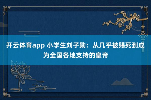 开云体育app 小学生刘子勋：从几乎被赐死到成为全国各地支持的皇帝