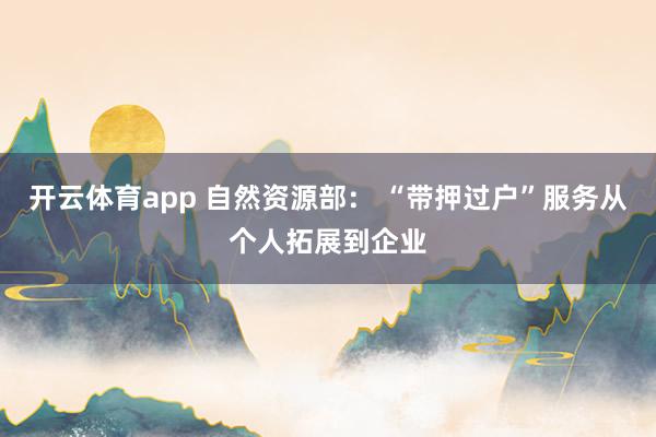 开云体育app 自然资源部： “带押过户”服务从个人拓展到企业