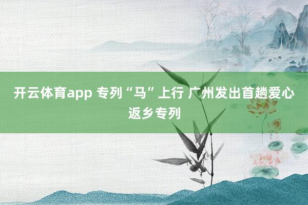 开云体育app 专列“马”上行 广州发出首趟爱心返乡专列