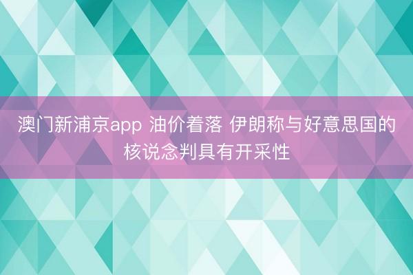 澳门新浦京app 油价着落 伊朗称与好意思国的核说念判具有开采性